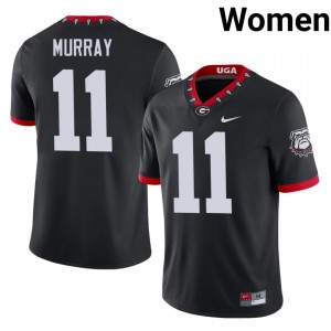 Black #11 Aaron Murray Women Embroidery Mascot 100th Anniversary Jersey | Georgia Bulldogs Licensed University Football Edition 56815669