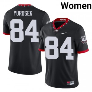Black #84 Ben Yurosek Women Embroidery Mascot 100th Anniversary Jersey | Dawgs Fresh University Football Edition 59808993