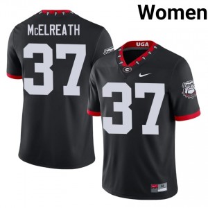 Black #37 Benjamin McElreath Women Embroidery Mascot 100th Anniversary Jersey | Georgia Bulldogs Licensed University Football Edition 55757658