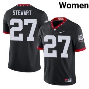 Black #27 Blake Stewart Women Stitched Mascot 100th Anniversary Jersey | Dawgs Licensed University Football Edition 50743364