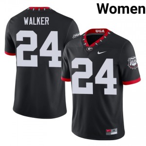 Black #24 Bo Walker Women Stitched Mascot 100th Anniversary Jersey | Georgia Pro-Grade University Football Edition 30408183