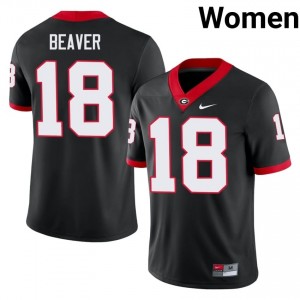 Bryson Beaver #18 Black Women Stitched Jersey | Essential Georgia Bulldogs Player Football Gear 27309800