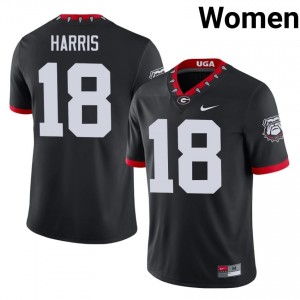 Black #18 Caden Harris Women Stitched Mascot 100th Anniversary Jersey | UGA Bulldogs Licensed University Football Edition 29026940