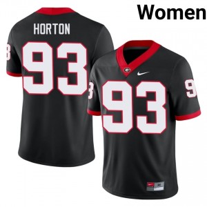 Carter Horton #93 Black Women Embroidery Jersey | Moisture Wicking UGA Bulldogs Player Football Gear 96223428
