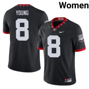 Black #8 Colbie Young Women Stitched Mascot 100th Anniversary Jersey | Dawgs Iconic University Football Edition 31051495