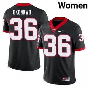 Daniel Okonkwo #36 Black Women Stitched Jersey | Durable Georgia Bulldogs Player Football Gear 93720651