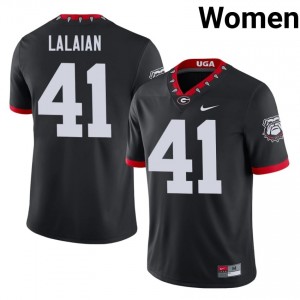 Black #41 David Lalaian Women Sewn Mascot 100th Anniversary Jersey | UGA Bulldogs Fresh University Football Edition 19103644