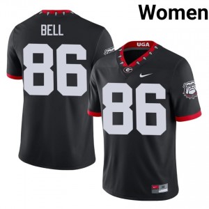 Black #86 Dillon Bell Women Embroidery Mascot 100th Anniversary Jersey | UGA Bulldogs Fresh University Football Edition 81328432