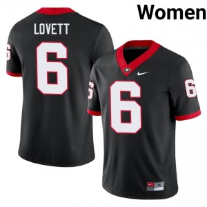 Dominic Lovett #6 Black Women Embroidery Jersey | Gameday Dawgs Player Football Gear 30820978