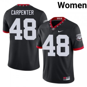 Black #48 Duncan Carpenter Women Embroidery Mascot 100th Anniversary Jersey | UGA Limited University Football Edition 15714874