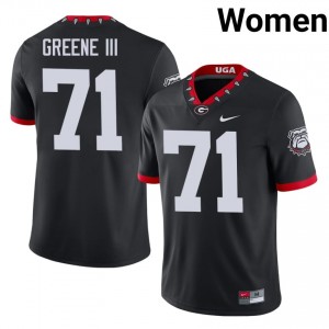 Black #71 Earnest Greene III Women Embroidery Mascot 100th Anniversary Jersey | UGA Bulldogs Officially Licensed University Football Edition 23351801