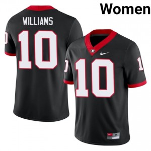 Elyiss Williams #10 Black Women Stitch Jersey | Licensed Georgia Bulldogs Player Football Gear 27109379