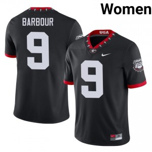 Black #9 Ethan Barbour Women Stitched Mascot 100th Anniversary Jersey | Dawgs Authentic University Football Edition 28841715