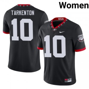 Black #10 Fran Tarkenton Women Embroidery Mascot 100th Anniversary Jersey | Dawgs Essential University Football Edition 69186265