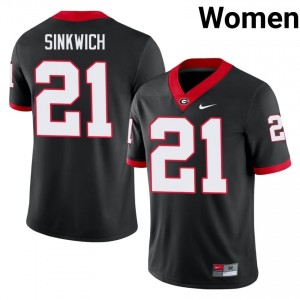 Frank Sinkwich #21 Black Women Embroidery Jersey | Elite Georgia Bulldogs Player Football Gear 52246779