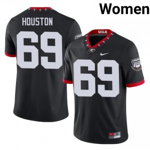 Black #69 Graham Houston Women Sewn Mascot 100th Anniversary Jersey | UGA Bulldogs Iconic University Football Edition 27565793