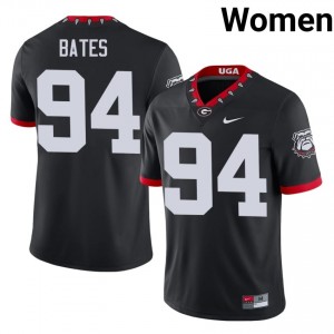 Black #94 Henry Bates Women Embroidery Mascot 100th Anniversary Jersey | Georgia Bulldogs Limited University Football Edition 49583880