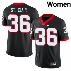 Jackson St. Clair #36 Black Women Stitch Jersey | UGA Bulldogs Player Football Gear 66583330
