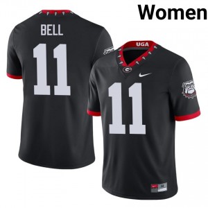 Black #11 Jeremy Bell Women Embroidery Mascot 100th Anniversary Jersey | Georgia Fresh University Football Edition 90236753