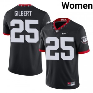 Black #25 Jontae Gilbert Women Stitched Mascot 100th Anniversary Jersey | Georgia Bulldogs Player University Football Edition 85268011
