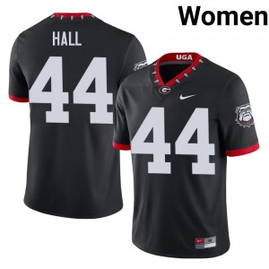 Black #44 Jordan Hall Women Embroidery Mascot 100th Anniversary Jersey | Georgia Bulldogs Durable University Football Edition 81307460