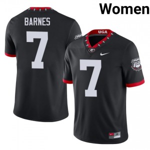 Black #7 Khalil Barnes Women Sewn Mascot 100th Anniversary Jersey | UGA Bulldogs Elite University Football Edition 97957691