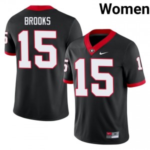 Khamari Brooks #15 Black Women Stitch Jersey | Limited Georgia Bulldogs Player Football Gear 65454582