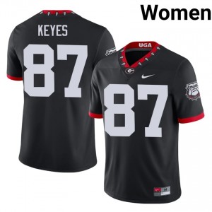 Black #87 Lincoln Keyes Women Embroidery Mascot 100th Anniversary Jersey | Georgia Authentic University Football Edition 50044139
