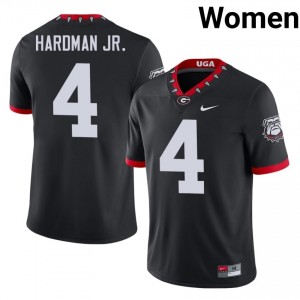Black #4 Mecole Hardman Jr. Women Stitch Mascot 100th Anniversary Jersey | Georgia Officially Licensed University Football Edition 39765768