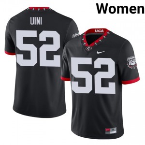 Black #52 Michael Uini Women Sewn Mascot 100th Anniversary Jersey | UGA Bulldogs Pro Cut University Football Edition 89698692