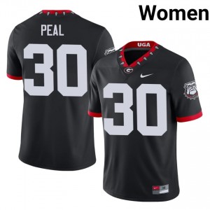 Black #30 Nick Peal Women Embroidery Mascot 100th Anniversary Jersey | Georgia Classic University Football Edition 67750089