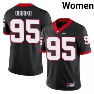Nnamdi Ogboko #95 Black Women Stitched Jersey | Pro Cut UGA Bulldogs Player Football Gear 31474923