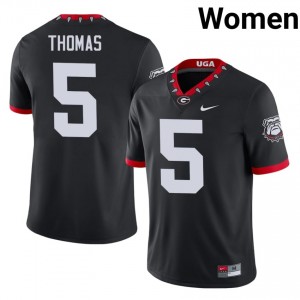 Black #5 Noah Thomas Women Embroidery Mascot 100th Anniversary Jersey | Georgia Bulldogs Iconic University Football Edition 96920980
