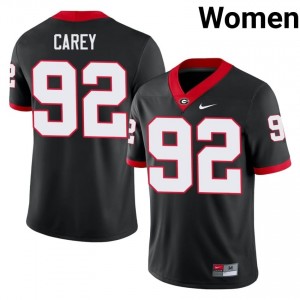 Preston Carey #92 Black Women Embroidery Jersey | Officially Licensed UGA Player Football Gear 50035104