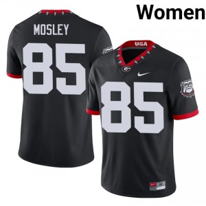 Black #85 Ryan Mosley Women Sewn Mascot 100th Anniversary Jersey | UGA Genuine University Football Edition 16959332