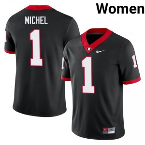 Sony Michel #1 Black Women Embroidery Jersey | UGA Bulldogs Player Football Gear 55176930