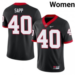 Theron Sapp #40 Black Women Stitched Jersey | Moisture Wicking Georgia Bulldogs Player Football Gear 81556424