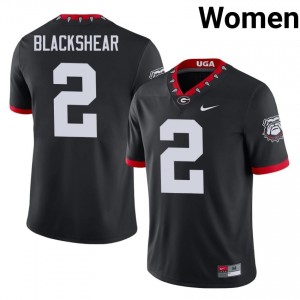 Black #2 Thomas Blackshear Women Sewn Mascot 100th Anniversary Jersey | Dawgs Durable University Football Edition 74087609