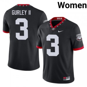 Black #3 Todd Gurley II Women Embroidery Mascot 100th Anniversary Jersey | UGA Bulldogs Exclusive University Football Edition 44891452