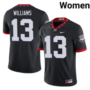 Black #13 Tyler J. Williams Women Stitch Mascot 100th Anniversary Jersey | Georgia Pro Cut University Football Edition 63509052