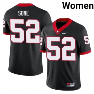 Valdin Sone #52 Black Women Embroidery Jersey | Premium UGA Bulldogs Player Football Gear 67528949