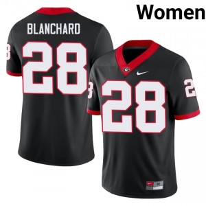 Walter Blanchard #28 Black Women Stitched Jersey | Durable UGA Player Football Gear 69446394