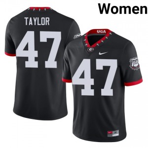 Black #47 Will Taylor Women Embroidery Mascot 100th Anniversary Jersey | UGA Iconic University Football Edition 85828944