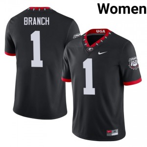Black #1 Zachariah Branch Women Embroidery Mascot 100th Anniversary Jersey | UGA Licensed University Football Edition 19815385