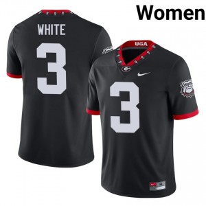 Black #3 Zamir White Women Embroidery Mascot 100th Anniversary Jersey | Georgia Elite University Football Edition 56753036