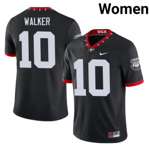 Black #10 Zayden Walker Women Stitched Mascot 100th Anniversary Jersey | UGA Fresh University Football Edition 45656559