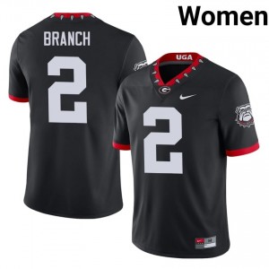 Black #2 Zion Branch Women Embroidery Mascot 100th Anniversary Jersey | Dawgs Pro-Grade University Football Edition 83620765