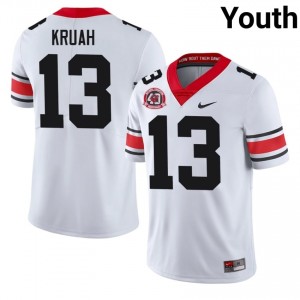 AJ Kruah #13 White Youth Sewn 1980 National Champions 40th Anniversary Jersey | Pro Cut Dawgs High School Football Gear 18271599