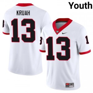 UGA AJ Kruah #13 White Youth NCAA Jersey | Elite Thread Embroidery Football Uniform 12947691