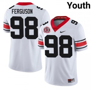 Connor Ferguson #98 White Youth Embroidery 1980 National Champions 40th Anniversary Jersey | Limited Georgia Bulldogs High School Football Gear 52331867